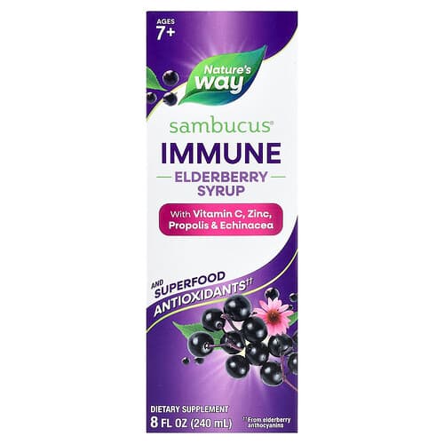 Nature's Way, Sambucus®, immuunsüsteemi tugevdav leedrimarja siirup, vanuses 7+, 240 ml