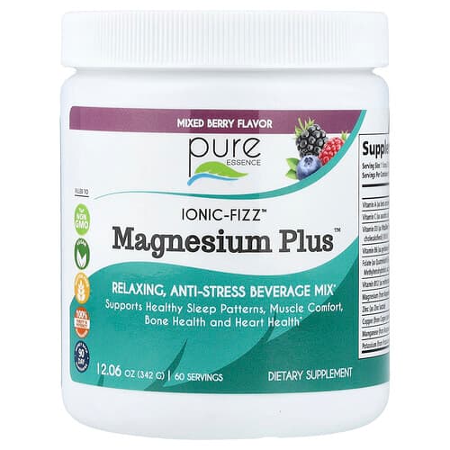 Pure Essence, lonic-Fizz™, Magnesium Plus™, segamarjane, 342 g