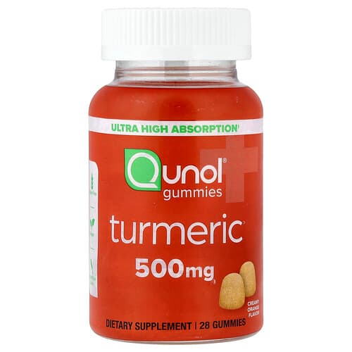 Qunol, Kurkumikommid, kreemja apelsini maitsega, 28 kommi (250 mg kommi kohta)